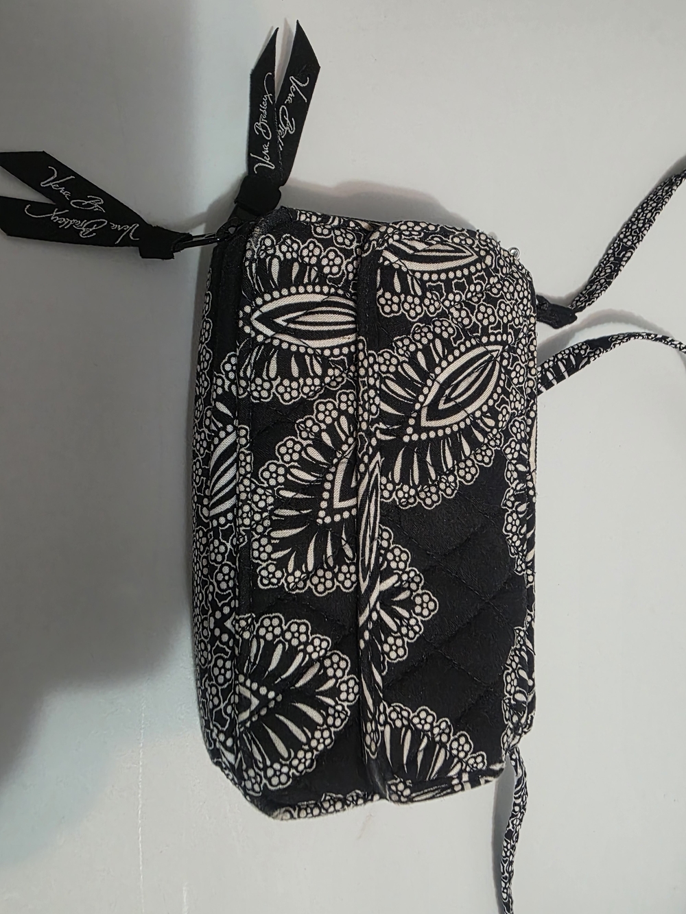Vera Bradley Black and White Quilted Wristlet Cosmetic Bag